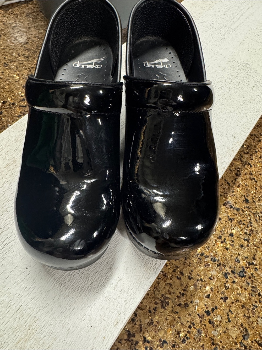 Dansko Patent Leather Black Clogs